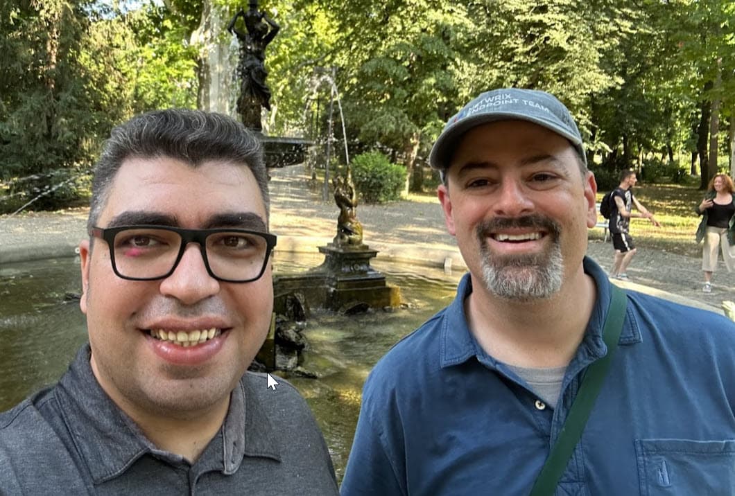 Jeremy and Andrei exploring a park